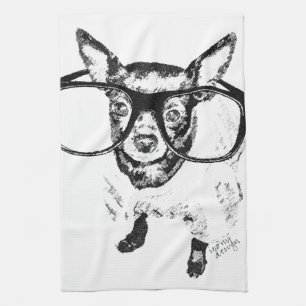 Chihuahua Dog Illustration Drawing Tea Towel