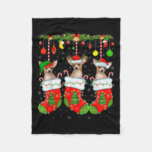 Chihuahua Dog In Christmas Socks Funny Pet Dog Lov Fleece Blanket