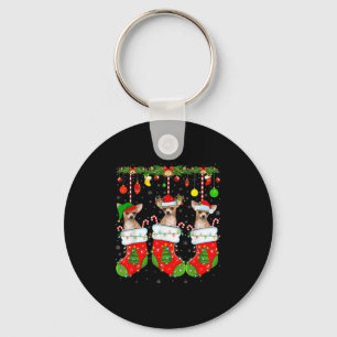 Chihuahua Dog In Christmas Socks Funny Pet Dog Lov Key Ring