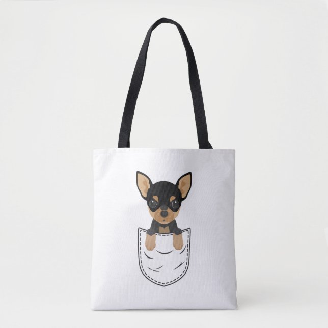 Chihuahua Dog in Pocket  Tote Bag (Front)