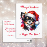 Chihuahua Dog in Santa Hat Christmas   Postcard<br><div class="desc">If you love Chihuahua and want cute Christmas postcard then here ya go! Cute watercolor style ai art chihuahua in Santa Hat.</div>