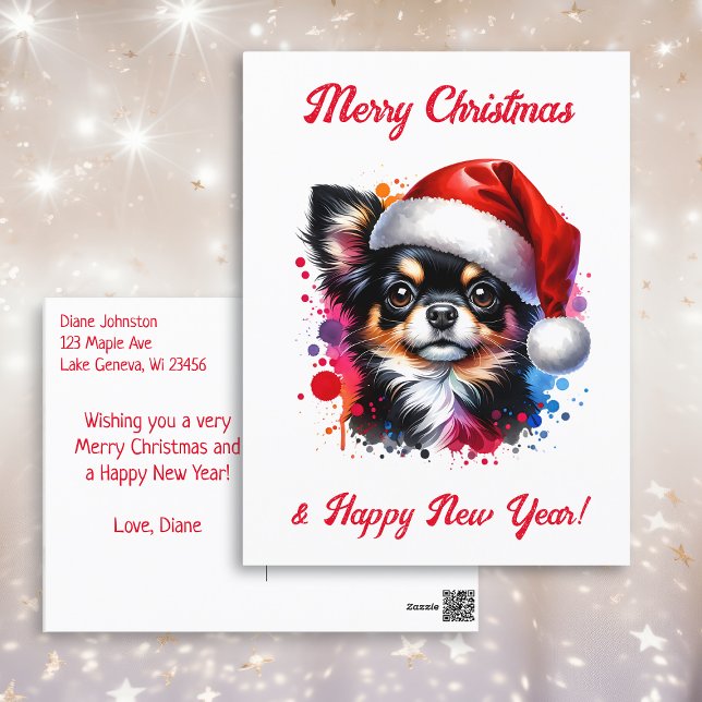 Chihuahua Dog in Santa Hat Christmas   Postcard (Creator Uploaded)