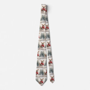 Chihuahua Dog in Snow Christmas Tie