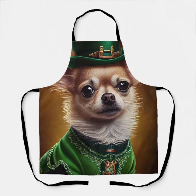 Chihuahua Dog in St. Patrick's Day Dress Apron (Front)