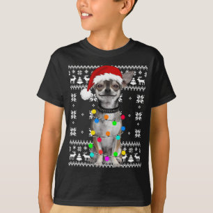 Chihuahua Dog Lights Ugly Sweater Puppy Santa Hat 