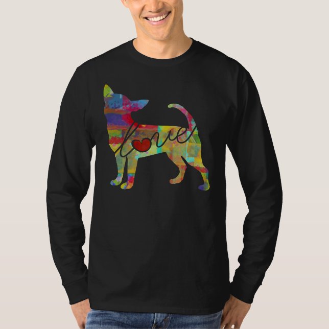 Chihuahua Dog Love A Bright And Colourful Watercol T-Shirt (Front)