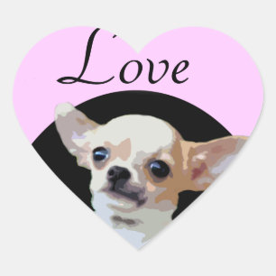 Chihuahua Dog love heart stickers