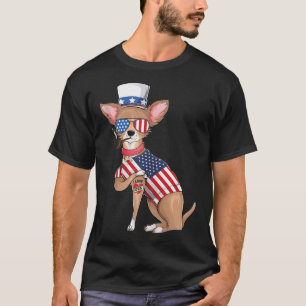 Chihuahua Dog Merica 4th Of July Usa American Flag T-Shirt