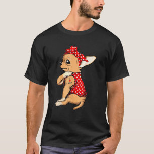 Chihuahua Dog Mom Bandana Cute I Love Mom Tattoo M T-Shirt