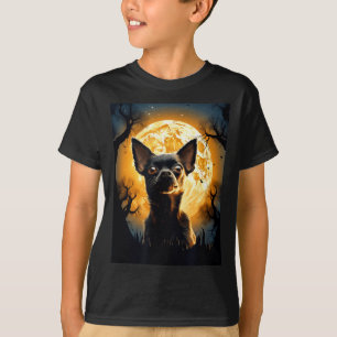 Chihuahua Dog Moon Silhouette Halloween Funny Evil T-Shirt