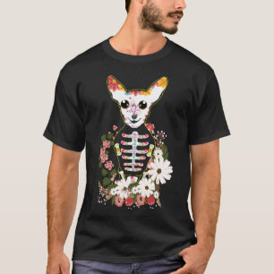Chihuahua Dog Muertos Day Of Dead Sugar Skull T-Shirt