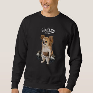 Chihuahua Dog Muscle Training With Barbell Shrug B Sweatshirt