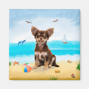 Chihuahua Dog on Beach Magnet