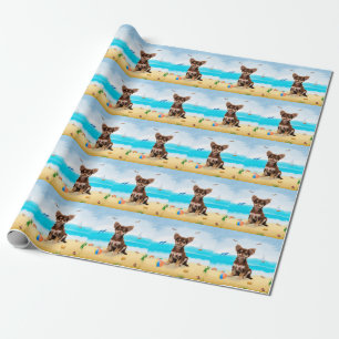 Chihuahua Dog on Beach Wrapping Paper