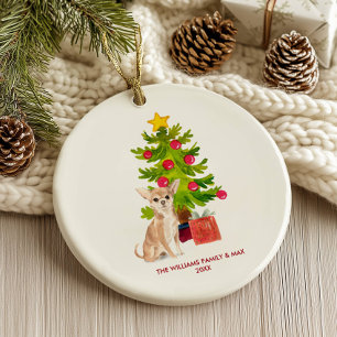 Chihuahua Dog Personalised Christmas Ceramic Tree Decoration