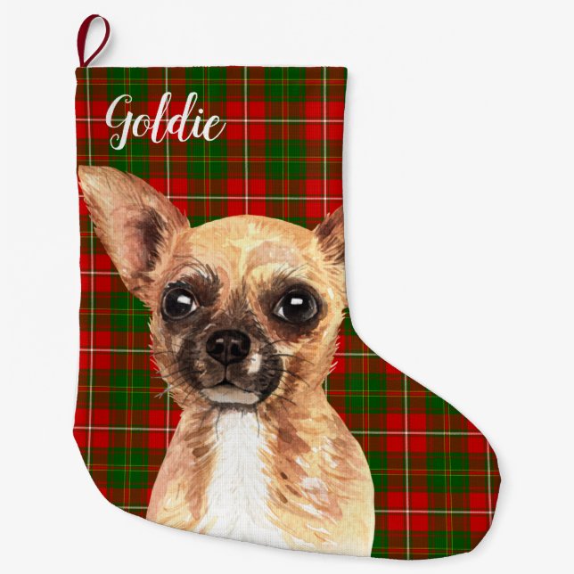 Chihuahua Dog Personalised Large Christmas Stocking (Front)