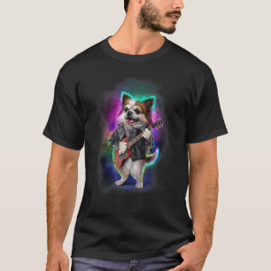 Chihuahua Dog Play Electric Guitar in Galaxy Rainb T-Shirt