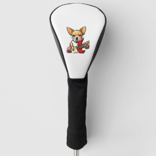 Chihuahua dog playing the electric guitar. Vector  Golf Head Cover