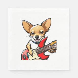 Chihuahua dog playing the electric guitar. Vector Napkin