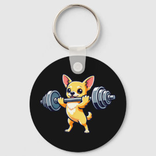 Chihuahua dog powerlifting weightlifting gym key ring