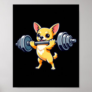 Chihuahua dog powerlifting weightlifting gym poster