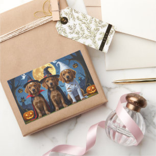 Chihuahua Dog Pumpkin Halloween Funny Rectangular Sticker