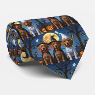 Chihuahua Dog Pumpkin Halloween Funny Tie