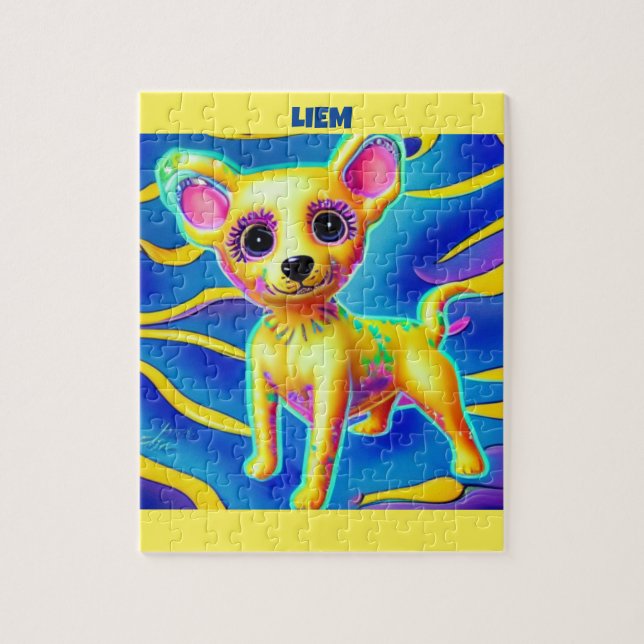 CHIHUAHUA DOG PUZZLE WITH PERSONALIZED NAME. (Vertical)