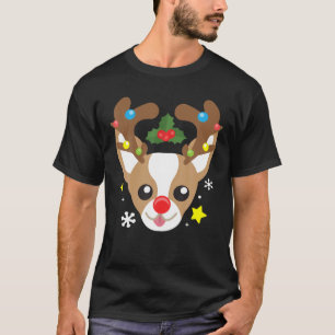 Chihuahua Dog Reindeer Funny Cute Dog Mum Dad Chri T-Shirt