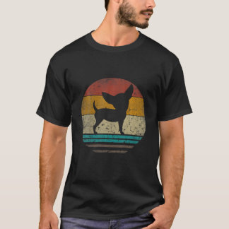 Chihuahua Dog Retro Vintage Silhouette Dog Dad Fat T-Shirt