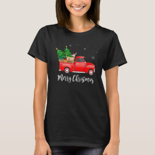 Chihuahua Dog Riding Red Truck Christmas T-Shirt