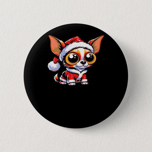 Chihuahua Dog Santa Classic T-Shirt 6 Cm Round Badge (Front)
