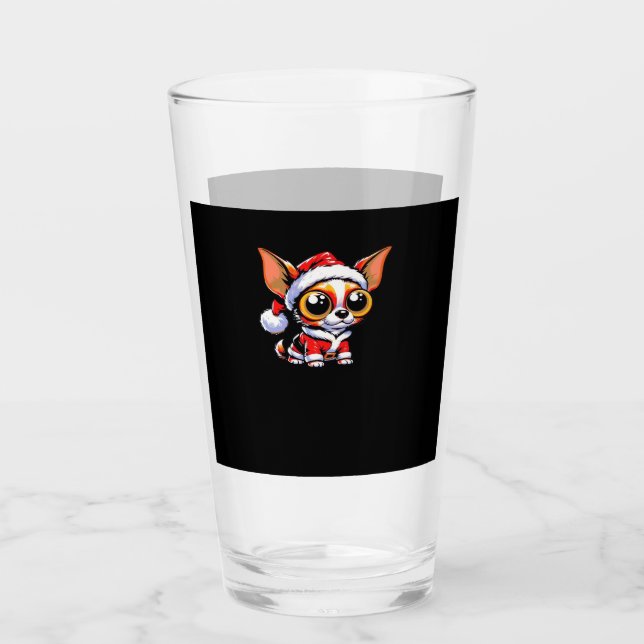 Chihuahua Dog Santa Classic T-Shirt Glass (Front)