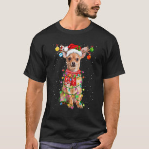Chihuahua Dog  Santa Hat Christmas Xmas Lights T-Shirt