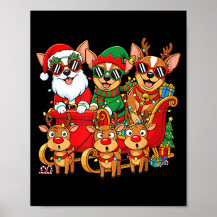 Chihuahua Dog Santa Reindeer Elf Christmas Womens  Poster