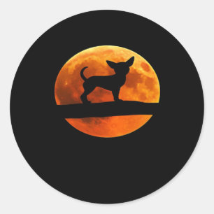 Chihuahua Dog Silhouette Moon chiwawa lover Classi Classic Round Sticker