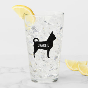 Chihuahua Dog Silhouette Personalised Drinking Glass