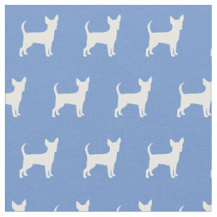Chihuahua Dog Silhouette Pet Light Blue Fabric