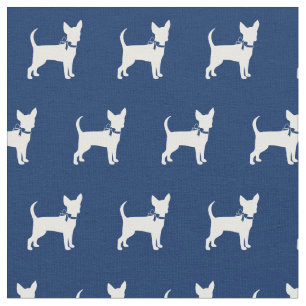 Chihuahua Dog Silhouette Pet Navy Blue Fabric