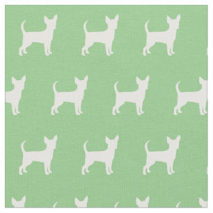 Chihuahua Dog Silhouette Pet Sage Green Fabric