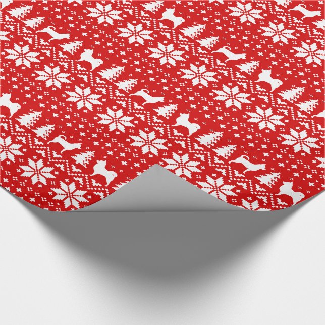 Chihuahua Dog Silhouettes Christmas Holiday Xmas Wrapping Paper (Corner)