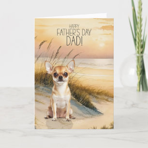Chihuahua Dog Sunset Beach Father's Day Holiday Card