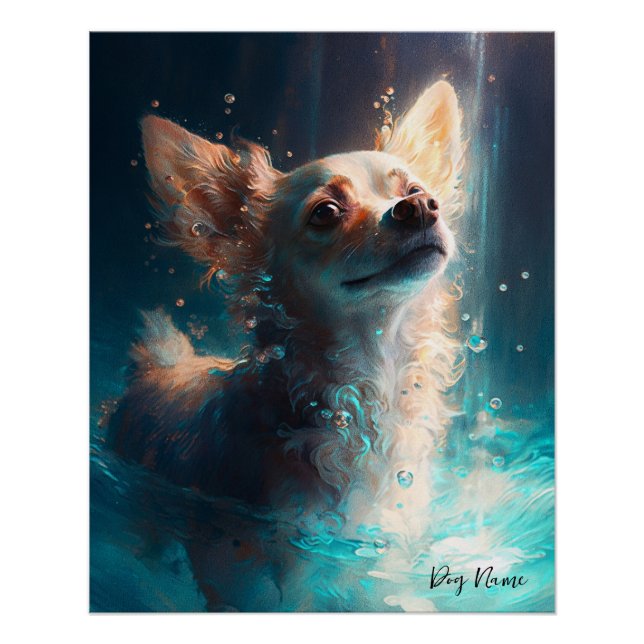 Chihuahua dog swimming in water 005 poster (Front)