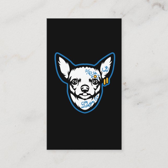 Chihuahua Dog - Tattooed Small Dog for Doggy Lover Business Card (Front)