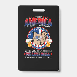 Chihuahua Dog This America 4Th Of July ID Badge