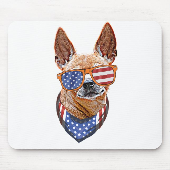 Chihuahua Dog USA American Independence 4th July Mouse Pad (Front)
