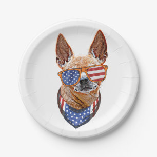 Chihuahua Dog USA American Independence 4th July Paper Plate