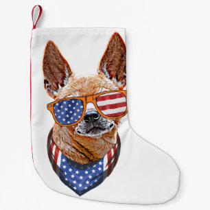 Chihuahua Dog USA American Independence 4th July Small Christmas Stocking