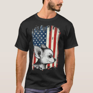 Chihuahua Dog Usa Flag Patriotic 4th Of July       T-Shirt