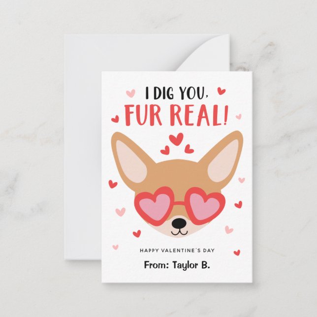 Chihuahua Dog Valentine's Day Cards for Kids (Front)
